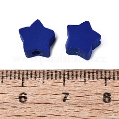 独立記念日の手作りポリマー粘土ビーズ  スター  ダークブルー  8~9x8.5~9.5x4~5mm  穴：2mm&nbsp;CLAY-Q253-08C