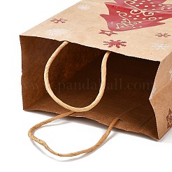 クリスマステーマのホットスタンピング長方形の紙袋  ハンドル付き  ギフトバッグやショッピングバッグ用  クリスマスツリー  バッグ：8x15x21センチメートル  折りたたみ：210x150x2mm&nbsp;CARB-F011-02A