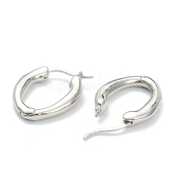 真鍮製フープピアス  オーバル  プラチナメッキ  21x16x3.5mm  ピン：0.7mm&nbsp;EJEW-A058-27P