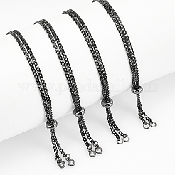 304ステンレススチールカーブチェーンスライダーブレスレットメイキング10個  ガンメタ色  10-1/4インチ（26cm）&nbsp;AJEW-UN00019