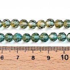 ベーキングペイント透明ガラスビーズ  ラウンド  ファセット(32ファセット)  オリーブドラブ  6mm  穴：1.2mm&nbsp;X1-DGLA-A035-T6mm-A08