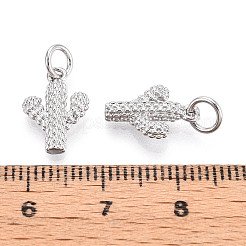 真鍮製チャーム  サボテン  丸カン付き  カドミウムフリー＆鉛フリー  プラチナ  13.5x9x2.5mm  穴：3mm&nbsp;KK-N257-66P
