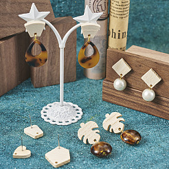 32Pcs 8 Style Ash Wood Stud Earring Findings&nbsp;EJEW-TA0001-16V