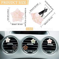 スタージェムストーンカーエアベントクリップ5個。  かわいい自動車内装トリム  磁気フェロマンガン鉄とプラスチック製クリップ付き  38mm&nbsp;AJEW-PH00496-01