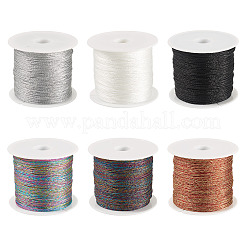 6ロール 6色6本撚りポリエステルメタリック糸  刺繍やDIYの編み込みブレスレット作りに  ミックスカラー  0.4mm  約54.68ヤード（50m）/ロール  1色/ロール&nbsp;OCOR-TA0003-11A