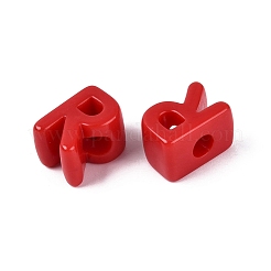 オペークアクリルヨーロピアンビーズ  大穴ビーズ  文字r  クリムゾン  20.5x14.5x13.5mm  穴：6mm  約167個/500g&nbsp;OACR-M027-01R-01
