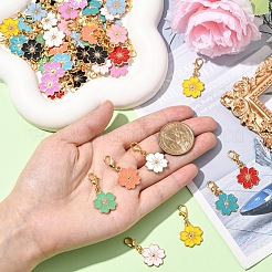 60Pcs 12 Colors Sakura Flower Alloy Enamel Pendant Decorations&nbsp;HJEW-YW00112