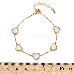 女性用304ステンレススチールリンクブレスレット  ハート  樹脂と  イオンプレーティング（ip）  18KGP本金メッキ  6-1/2インチ（16.5cm）&nbsp;BJEW-G747-03G