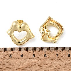 女性のための真鍮のスタッドピアス  リップ  14KGP本金メッキ  21x24.5mm&nbsp;KK-CBAD851-09G