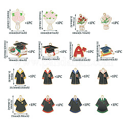 16Pcs 16 Styles Graduation Season Theme Alloy Enamel Pendants&nbsp;ENAM-TA0002-70