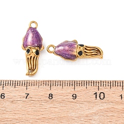 304ステンレススチールエナメルペンダント  ゴールドカラー  タコチャーム  青紫色  24x9.5x7mm  穴：1.8mm&nbsp;STAS-K303-06G-02