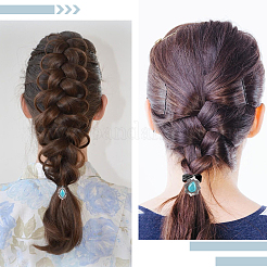 3個 3スタイル ゴム&合成ターコイズ 伸縮性のあるヘアアクセサリー  女の子または女性のため  シュシュ/シュシュヘアタイ  混合図形  34~43x23.5~29.5x6~7mm  内径：43mm  1個/スタイル&nbsp;AJEW-CY0001-75