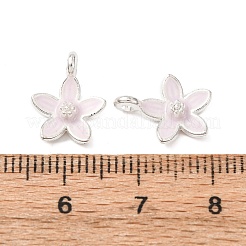 合金エナメルチャーム  花のチャーム  銀  ピンク  14x11x3mm  穴：1.4mm&nbsp;FIND-B063-03S