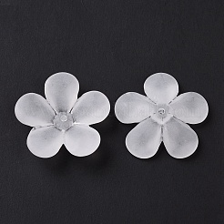 5枚の花弁透明アクリルビーズキャップ  艶消し  花  ホワイトスモーク  28x28.5x7mm  穴：1.8mm  約322個/500g&nbsp;OACR-A017-12