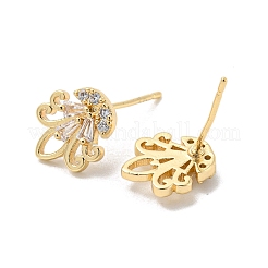 Brass with Clear Cubic Zirconia Stud Earrings&nbsp;EJEW-B035-08KCG