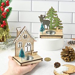 1 Set 2Pcs 2 Styles Christmas Wooden Candlestick Mixed Colors&nbsp;ST-CJ0040-002