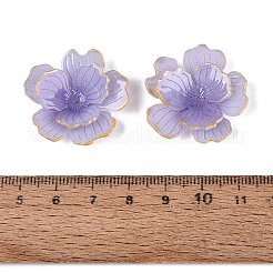 熱収縮アクリルビーズキャップ  マルチ花弁花  黄金の縁を持つ  紫色のメディア  28~29x29~30x6.5~9.5mm  穴：1~1.2mm&nbsp;OACR-N164-15