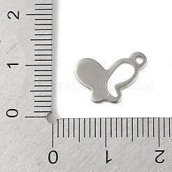 変色しない201ステンレススチールチャーム  バタフライチャーム  ステンレス鋼色  9.5x14x1mm  穴：1.4mm&nbsp;STAS-C108-35P