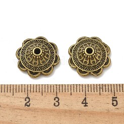 チベット風合金ビーズキャップ  カドミウムフリー＆鉛フリー  花  アンティークブロンズ  14x5mm  穴：1.4mm&nbsp;TIBE-P003-81A-AB