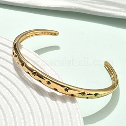 304 Stainless Steel Rhinestone Cuff Bangles for Women&nbsp;BJEW-D456-03G-01