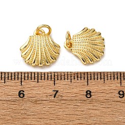 真鍮チャーム  丸カン付き  ラックめっき  長持ちメッキ  鉛フリー＆カドミウムフリー  18KGP本金メッキ  シェル形状  12.5x12.5x2.5mm  穴：3.5mm&nbsp;KK-A271-09B-G