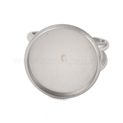 Non-Tarnish 304 Stainless Steel Cuff Ring Settings&nbsp;STAS-E202-02F-P