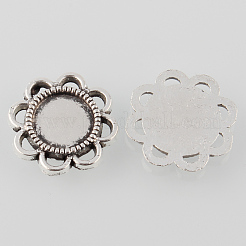 Tibetan Style Antique Silver Alloy Flower Tray Cabochon Settings&nbsp;TIBE-M021-04AS