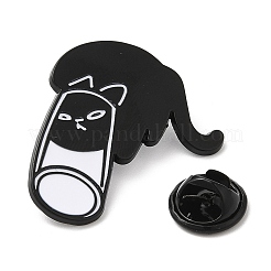 黒猫カップ合金エナメルブローチ  バックパックの衣類用のピン  電気泳動黒  30x27x1.5mm&nbsp;JEWB-E022-04EB-04