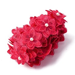 2ヤードフラワーポリエステルレーストリム  衣服アクセサリー用の模造真珠付きレースリボン  フクシア  1-3/4インチ（45mm）&nbsp;OCOR-CY0001-19B