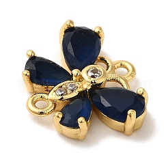 Rack Plating Brass Pave Clear Cubic Zirconia Butterfly Links Connector Charms&nbsp;KK-A229-10G