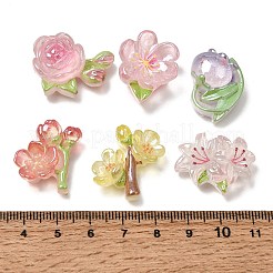 透明樹脂カボションのメッキ  花  ミックスカラー  20~26x19~25x7~10mm&nbsp;RE-CBAA73D-03