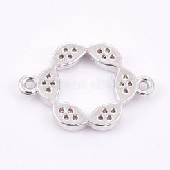 真鍮製マイクロパヴェキュービックジルコニアコネクター  透明  長持ちメッキ  花  プラチナ  13x19x2mm  穴：1mm&nbsp;ZIRC-E149-13P