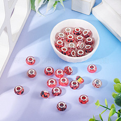 30Pcs Printed Transparent Resin European Beads&nbsp;RESI-TADJ0001-03G