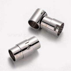 コラム真鍮ロッキングチューブマグネットクラスプ  プラチナ  15.5x7mm  穴：5mm&nbsp;KK-M201-01P