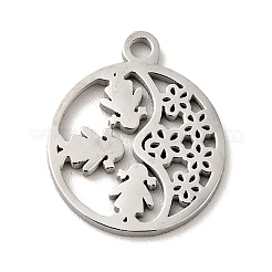 Non-Tarnish 304 Stainless Steel Textured Pendants&nbsp;STAS-J040-07B-P