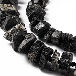 天然石ブラックトルマリンビーズ連売り  ナゲット  13~23x12~15x6mm  穴：1.8mm  約45~47個/連  17.52~18.31インチ（44.5~46.5cm）&nbsp;G-F719-17