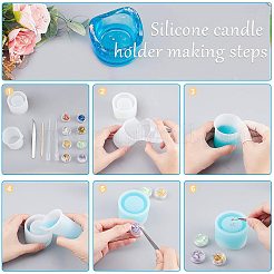 DIYシリコン製キャンドルホルダー型キット  レジン型  透明プラスチック丸型撹拌棒付  使い捨てラテックス指サック  ネイルアートスパンコール/ペイレット  UVジェルネイルアート錫箔  ミックスカラー  48x63mm&nbsp;DIY-AR0001-10