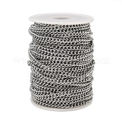 変色しにくい304ステンレススチールカーブチェーン  スプールで  未溶接ツイストチェーン  ステンレス鋼色  6x4.5x1.2mm  約82.02フィート（25m）/ロール&nbsp;CHS-R009-01