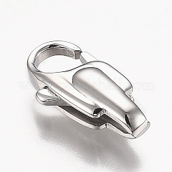変色しない研磨済みの316サージカルステンレススチール製カニカン  ステンレス鋼色  19x10x5.5mm  穴：5x2mm&nbsp;X-STAS-Z013-11P