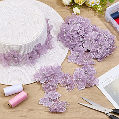 1Pc Polyester Flower Lace Trim with Imitaiton Pearl&nbsp;OCOR-ME0001-48A