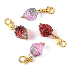 4Pcs 2 Styles Handmade Lampwork Strawberry Pendant Decorations&nbsp;HJEW-FS00041-01