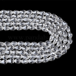 透明なティアドロップガラスビーズ5本  多面カット  透明  7~8x6mm  穴：1mm  約64~65個/連  19.29~19.49''（49~49.5センチメートル）&nbsp;GLAA-TA0004-21B