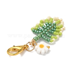 Handmade Loom Pattern Seed Beaded Leaf Pendant Decorations&nbsp;HJEW-MZ00363