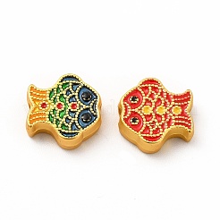 ラックメッキ合金エナメルビーズ  魚  マットゴールドカラー  12x11.8x4mm  穴：2mm&nbsp;PALLOY-A001-44MG