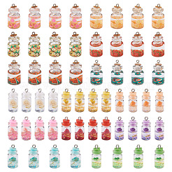 ガラスボトルペンダント  レジン＆ポリマークレイ＆アイアンファインディング＆レジンラインストーン＆ストッパー付き  プラチナ  28~29x15mm  穴：2mm  56個/箱&nbsp;DIY-TA0008-83
