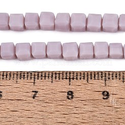 不透明なフロスト ガラス ビーズ 連売り  キューブ  多面カット  プラム  4~4.5x4~4.5x4~4.5mm  穴：1~1.2mm  約97~98個/連  16.14~16.54インチ（41~42cm）&nbsp;GLAA-N072-01A-B07
