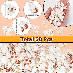 不透明樹脂デコデンカボション 60 個  ポップコーン  ホワイト  15~28x18~21x11~13mm&nbsp;RESI-SC0006-13