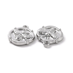 合金ペンダント  ビーチャーム付きフラットラウンド  プラチナ  17.5x16x3.5mm  穴：1.5mm&nbsp;FIND-A023-14P