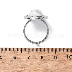 楕円形の天然ハウライト指輪  女性用304ステンレススチールカフリング  ステンレス鋼色  オーバル：22x17.5mm  調整可能&nbsp;RJEW-M063-01P-10