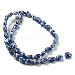 天然ブルースポットジャスパービーズ連売り  フラットオーバル  10x8x5.5mm  穴：0.8mm  約39個/連  15.47''（39.3センチメートル）&nbsp;G-M420-D08-01